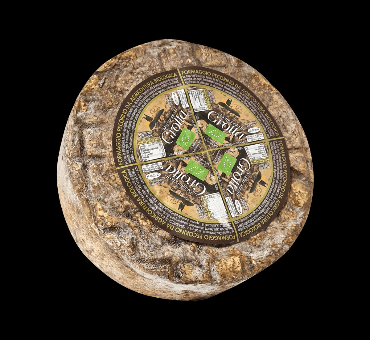 Un autentico pecorino toscano biologico, stagionato in grotta con crosta rustica, offre un sapore intenso e tradizionale.