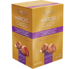Köstliche ganze Marron Glacés, eine italienische Weihnachtsspezialität, gekonnt verpackt in einer eleganten Schachtel. Ein einzigartiger Geschmack, ideal zum Genießen oder Verschenken.