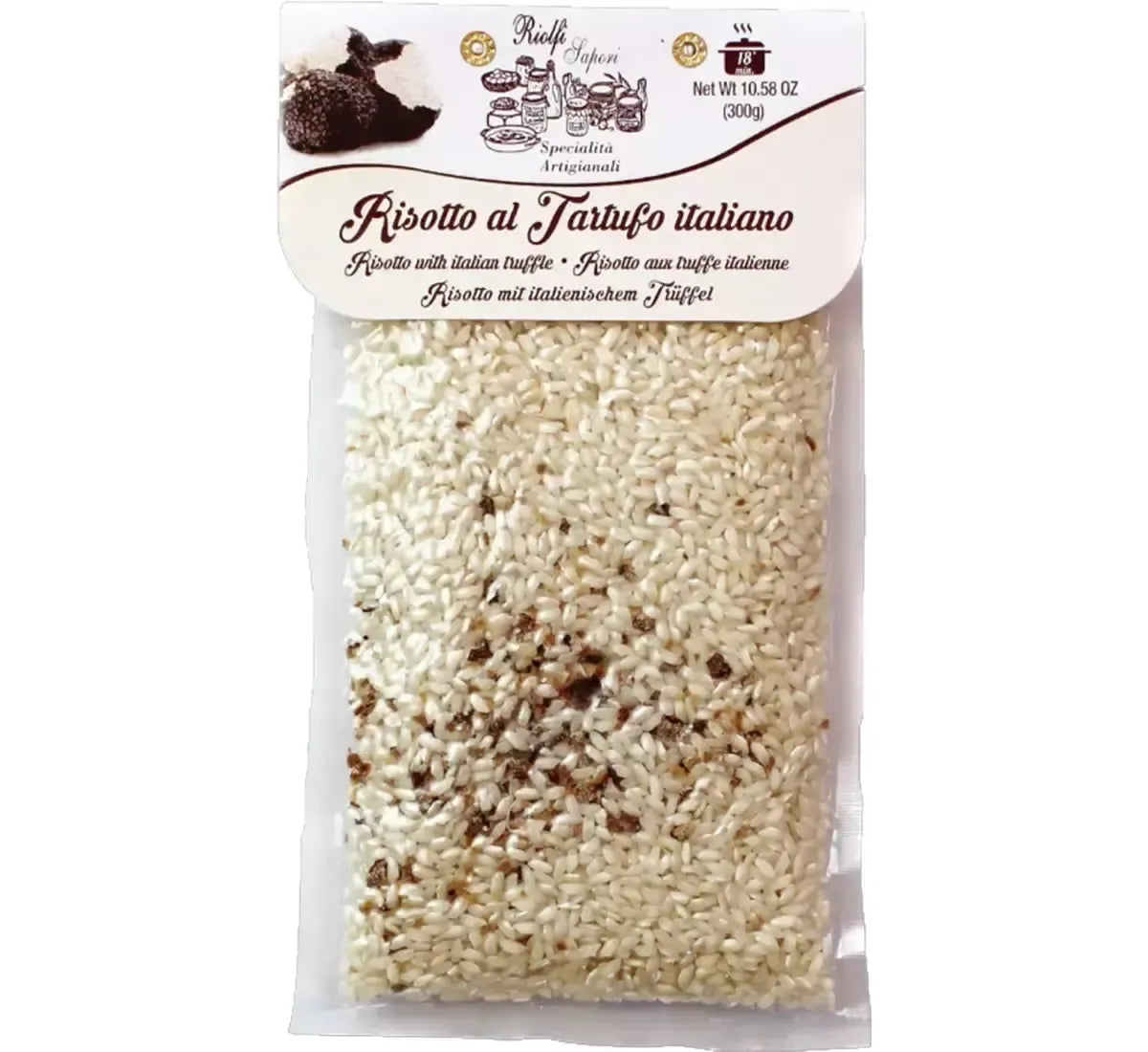 Délicieux risotto à la truffe italienne, préparé avec du riz Arborio et enrichi de véritables morceaux de truffe. Goût authentique et aromatique, prêt en seulement 15 minutes.