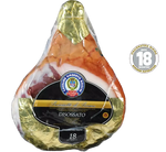 Delicioso Prosciutto di Parma DOP, madurado durante 18 meses y deshuesado, presentado en un envase diseñado por Umberto Boschi, expresa la dulzura típica italiana.