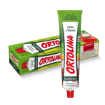Die ikonische 130-g-Tube Ortolina Classica-Sauce – eine Mischung aus Tomaten, Gemüse und Olivenöl, perfekt, um jedes Gericht zu verfeinern.