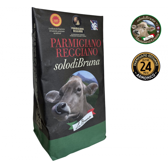 Parmigiano Reggiano AOP Solodibruna Vache Brune 24 mois 1 Punta kg. 1 Emballé à la main