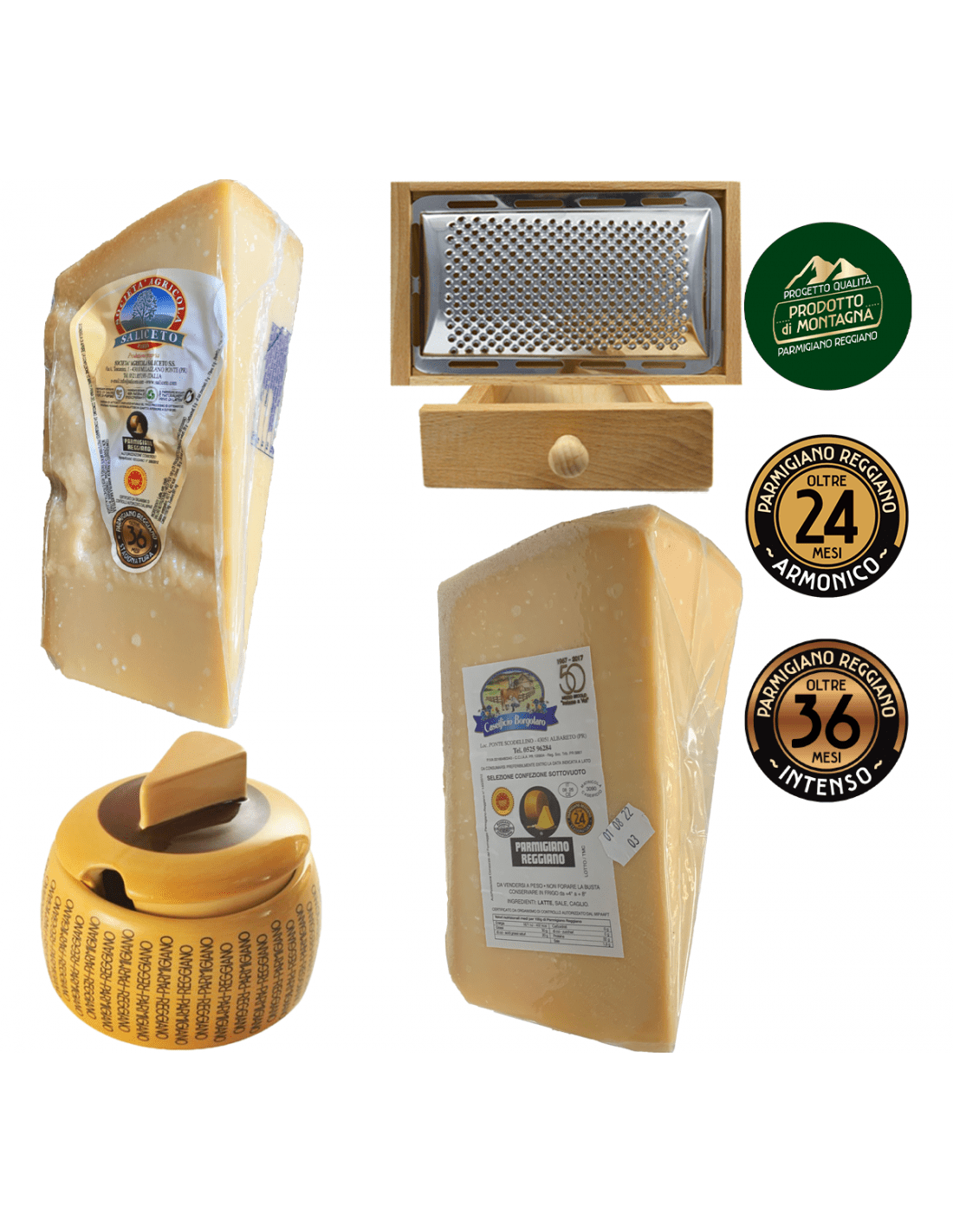 Parmigiano Reggiano Stainless Steel Grater with Container and Cover