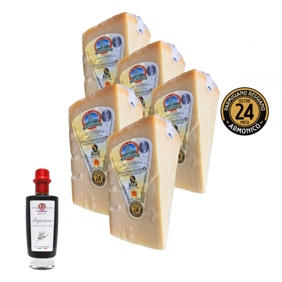 Parmigiano Reggiano DOP - De Colina - 24 Meses (5 x 1.35 Kg.) + Saporoso (100 ml.)