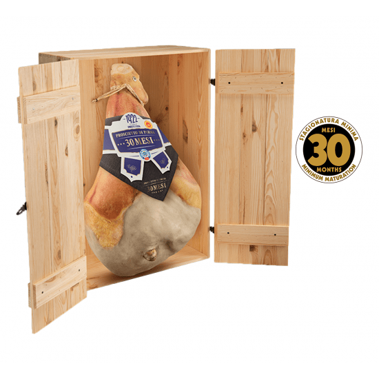 Prosciutto di Parma DOP - 30 Mesi - Intero - Con Osso + Cassa in Legno (11.30 Kg.)