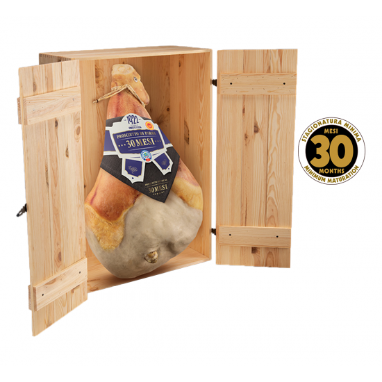 Prosciutto di Parma PDO - 30 Months - Whole - With Bone + Wooden Box (11.30 Kg. / 24.91 Lbs.)