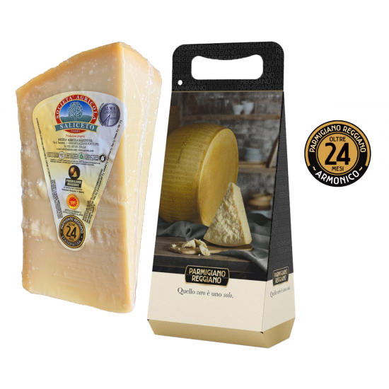 Parmigiano Reggiano SAN kukkuloilta - 24 kuukautta lahjapakkauksessa - 1 kg