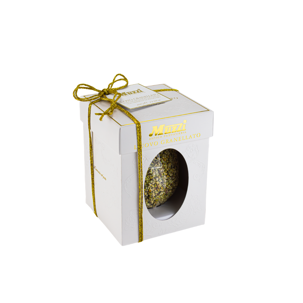 Osterei Granellato - Zartbitterschokolade und Pistazienstreusel