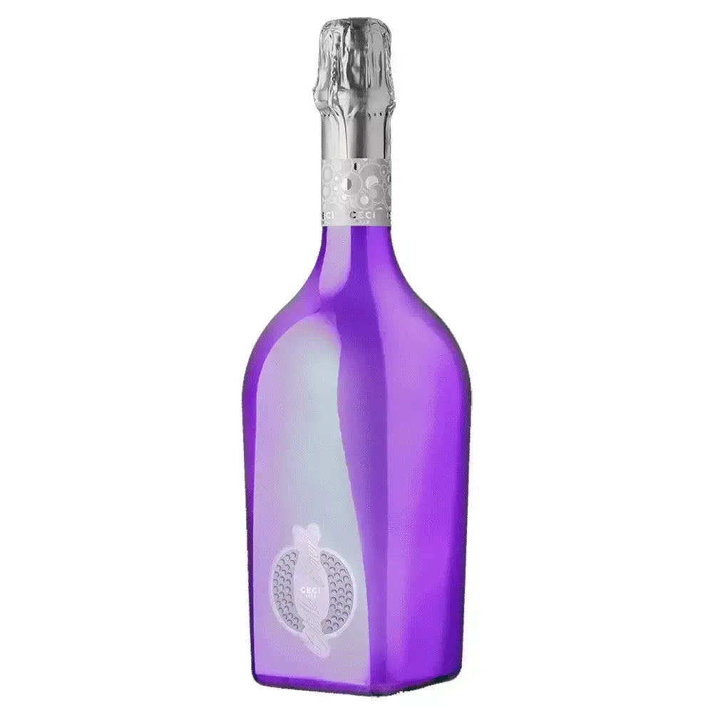Botella de vino espumoso con una refinada etiqueta plateada, perfecta para celebrar la Pascua con alegría.