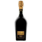 Bottiglia elegante Otello Nero di Lambrusco Ceci, con etichetta dorata e tappo avvolto in lamina dorata. Perfetta per celebrare.
