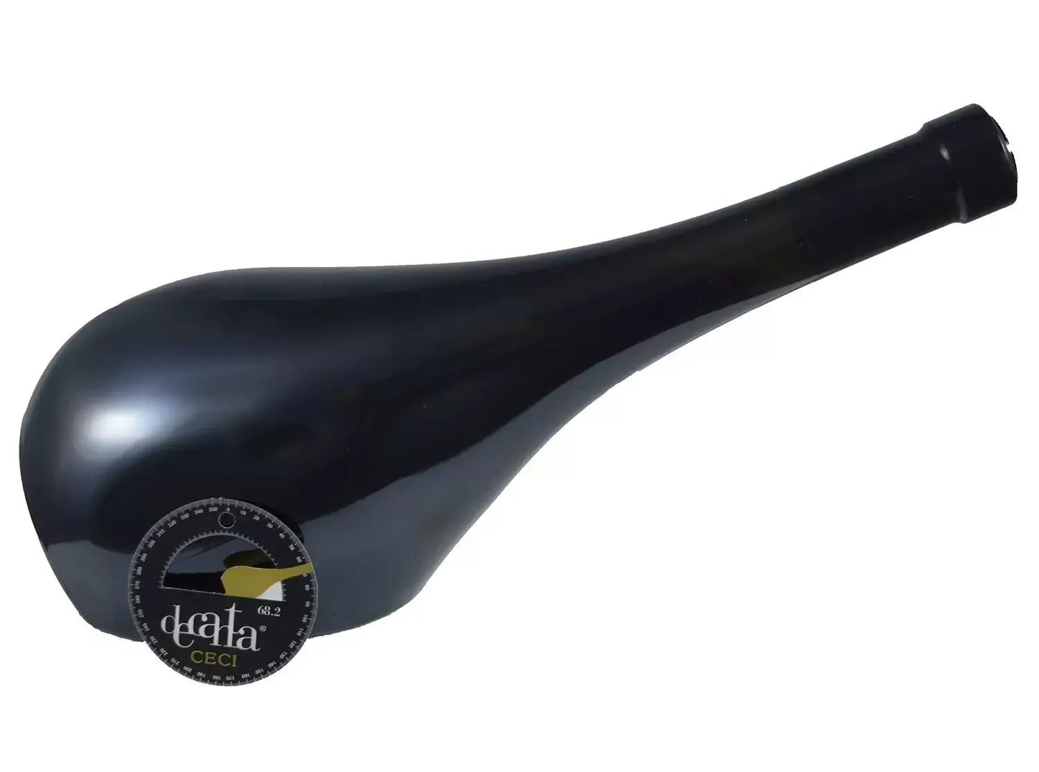 Un' elegante bottiglia di Barbera Emilia IGT Decanta, dal design curvo unico, perfetta per rendere una serata indimenticabile e raffinata.
