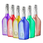 Scopri le bottiglie colorate di Otello Brut, un spumante elegante e premiato, ideale per aperitivi e cene a base di pesce. Perfetto per ogni evento.