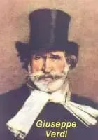 Un biglietto di auguri vintage che raffigura un fiero Giuseppe Verdi con un elegante cilindro, su uno sfondo classico.