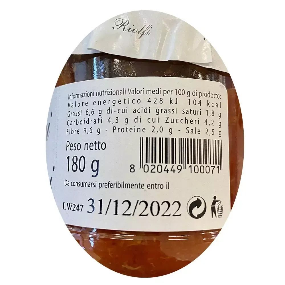 Un barattolo di autentico sugo italiano ai funghi porcini, con etichetta presentante dettagli nutrizionali e data di scadenza.