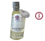 Squisito condimento bianco di 5 anni, presentato in un'elegante bottiglia trasparente che mostra il suo liquido dorato, perfetto per arricchire piatti raffinati.