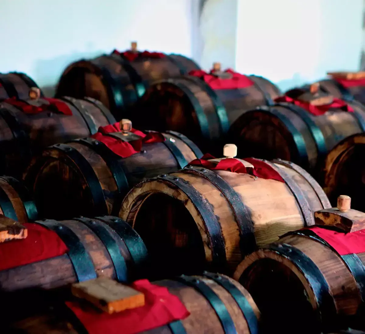 Enchanted by the soft light of the cellar, barrels of Modena balsamic vinegar mature, releasing ancient and intense aromas.