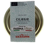 Una deliziosa salsa biologica di ciliegie e zenzero, confezionata artigianalmente. L'elegante etichetta presenta un sigillo che ne attesta l'origine biologica.
