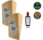 Selezione Splendor offre un Parmigiano Reggiano stagionato 24 mesi (2 pezzi da 1,35 kg ciascuno) e un balsamico di Modena IGP, invecchiato per 6 anni.