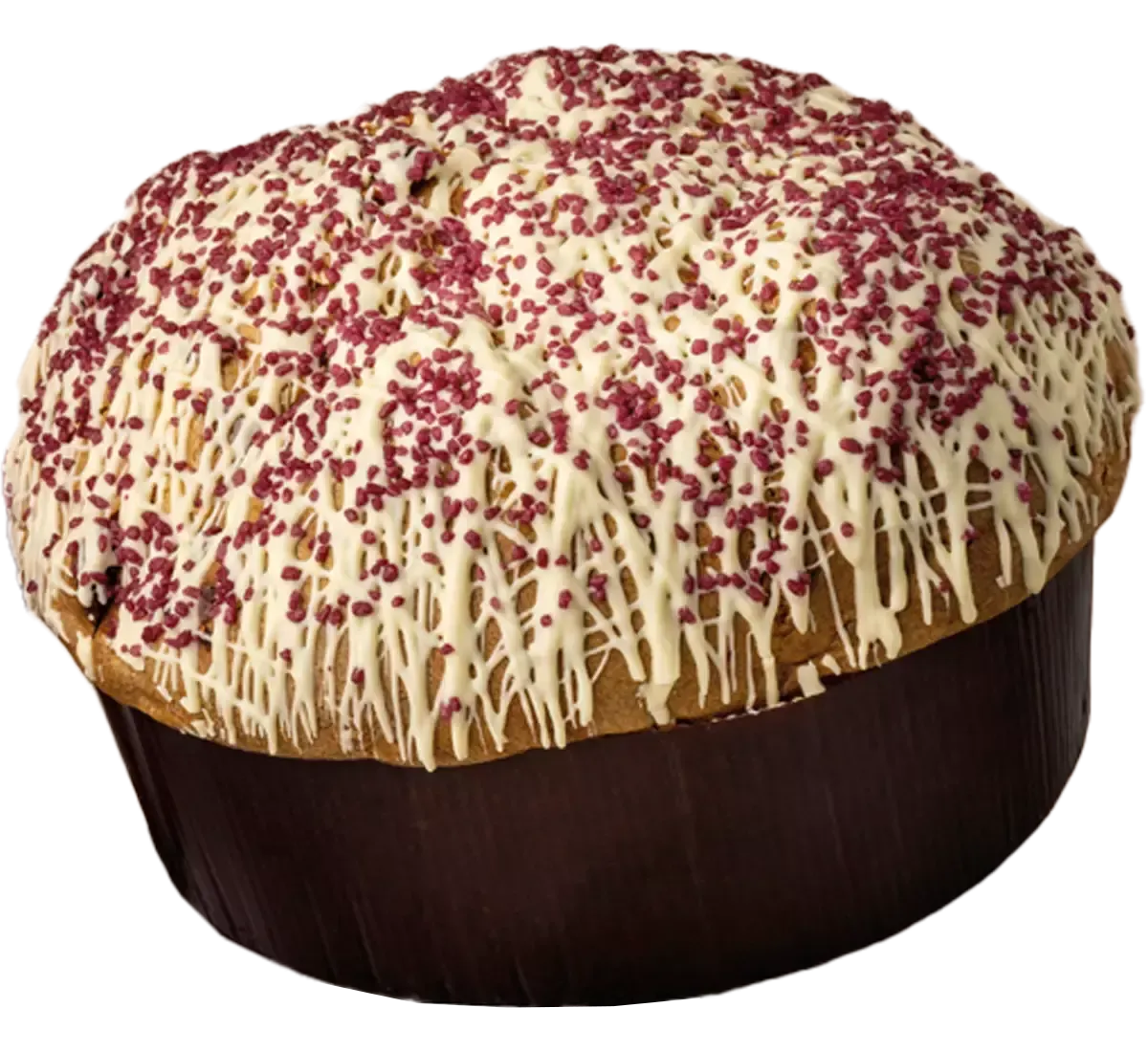 Un delizioso panettone artigianale, farcito con crema di pistacchio e lamponi, accuratamente incartato a mano, per rendere le tue feste ancora più golose e soffici.