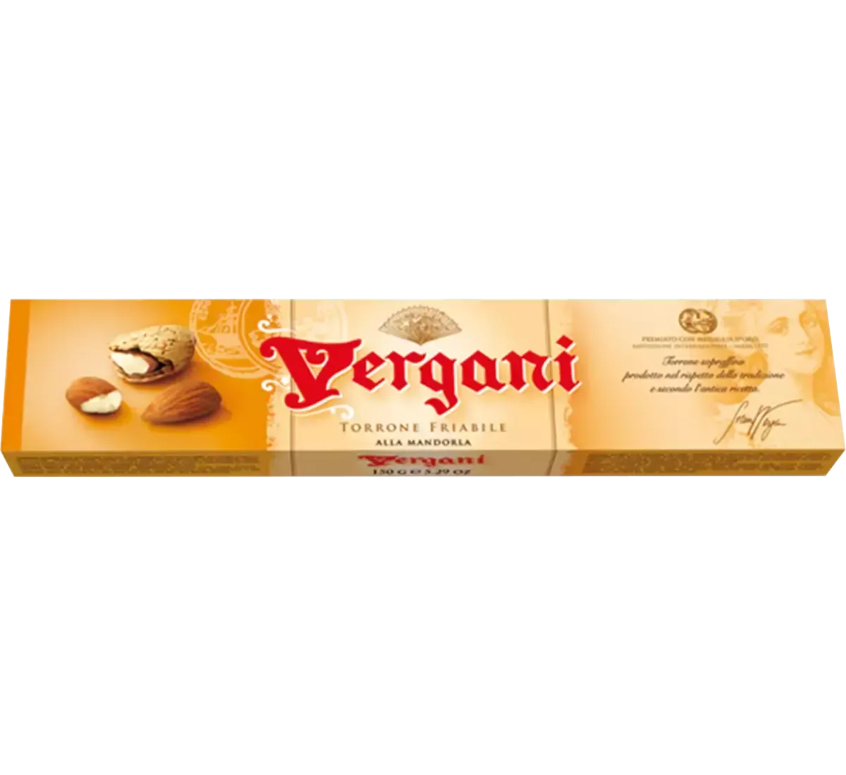 Un torrone friabile alla mandorla italiano, presentato in una raffinata confezione, arricchito da mandorle e miele. Un vero gourmet natalizio.