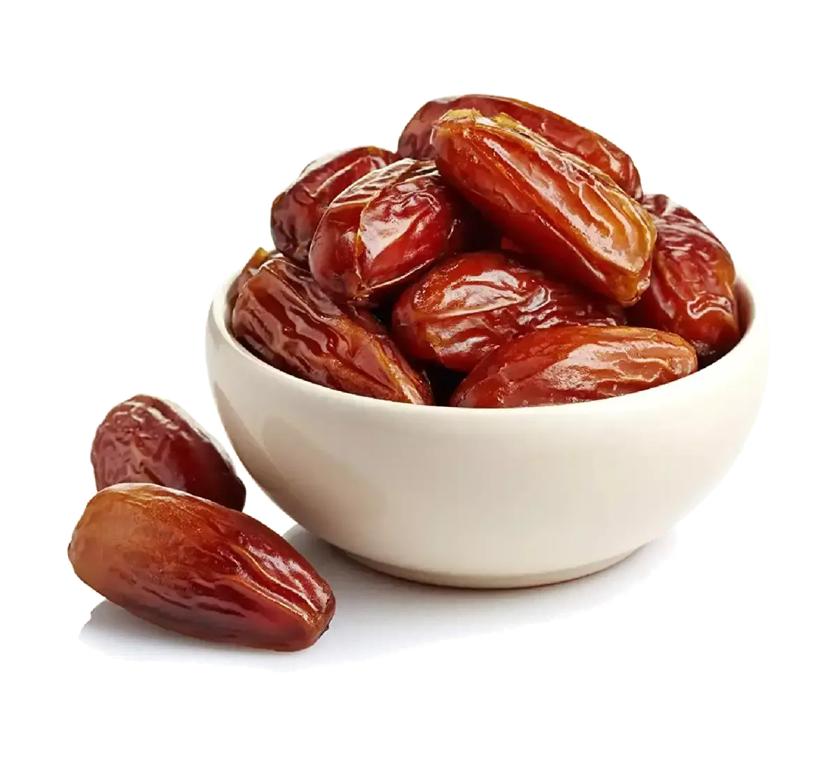 Una ciotola bianca piena di datteri lucenti, pronti per aggiungere un tocco esotico alle tue ricette più raffinate.