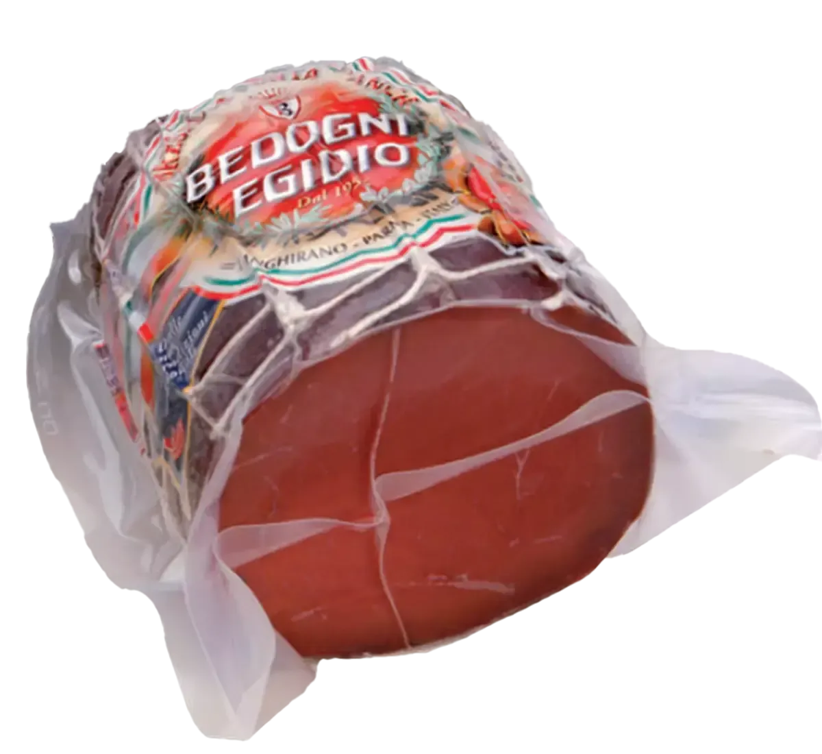 Metà di una Bresaola di Manzo Punta d'Anca, avvolta e di un rosso intenso, ideale per aperitivi gourmet e cene eleganti.