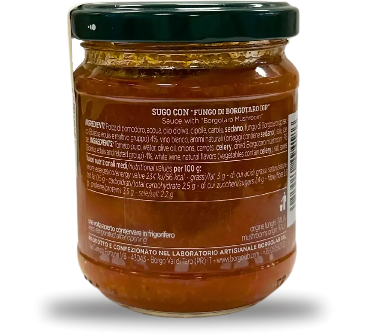 Un barattolo elegante nasconde il sapore autentico della tradizione italiana: sugo rosso con funghi porcini IGP.