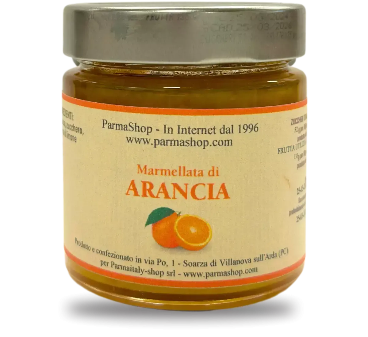 Sapore dolce e naturale in un vasetto di vetro: è la marmellata di arancia artigianale di Cascina Pizzavacca, ideale per pane e dolci.