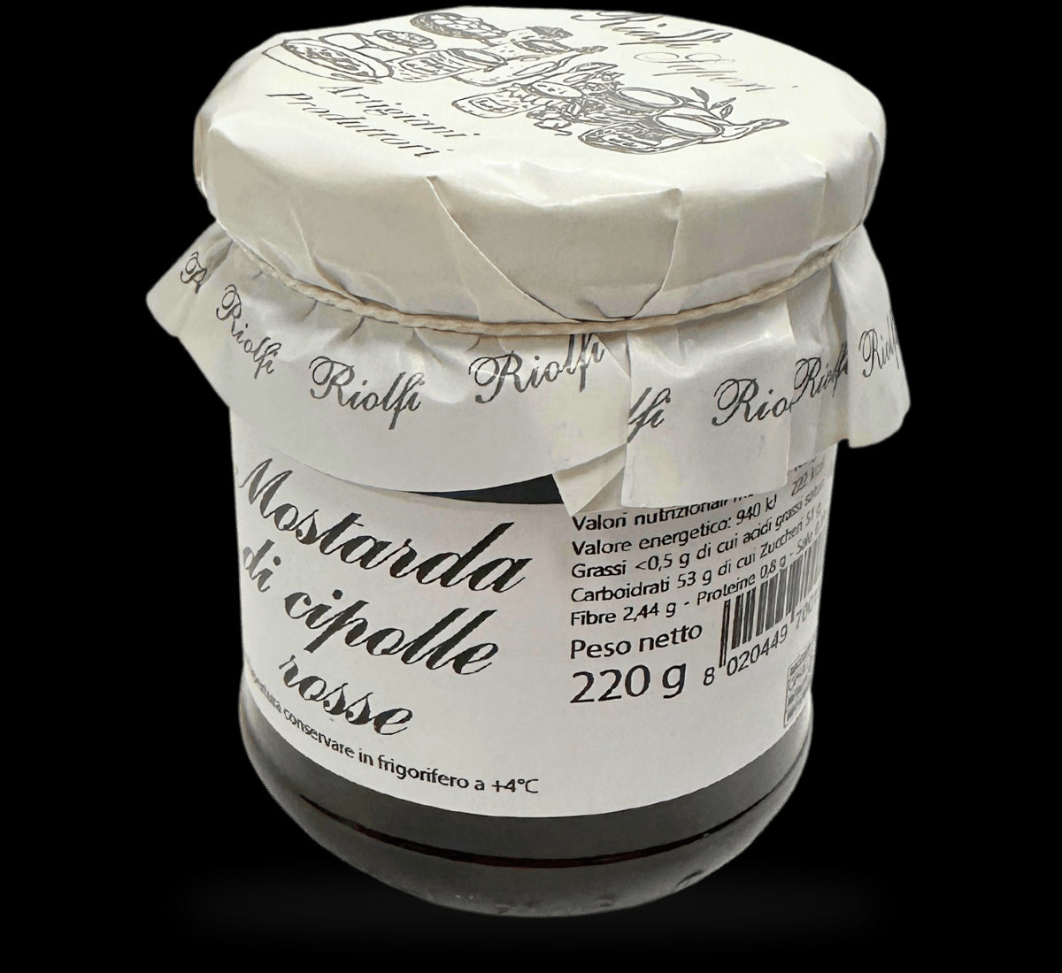 Scopri l'elegante confezione di mostarda di cipolle rosse, 220g, perfetta per aggiungere un tocco autentico al tuo pranzo pasquale.
