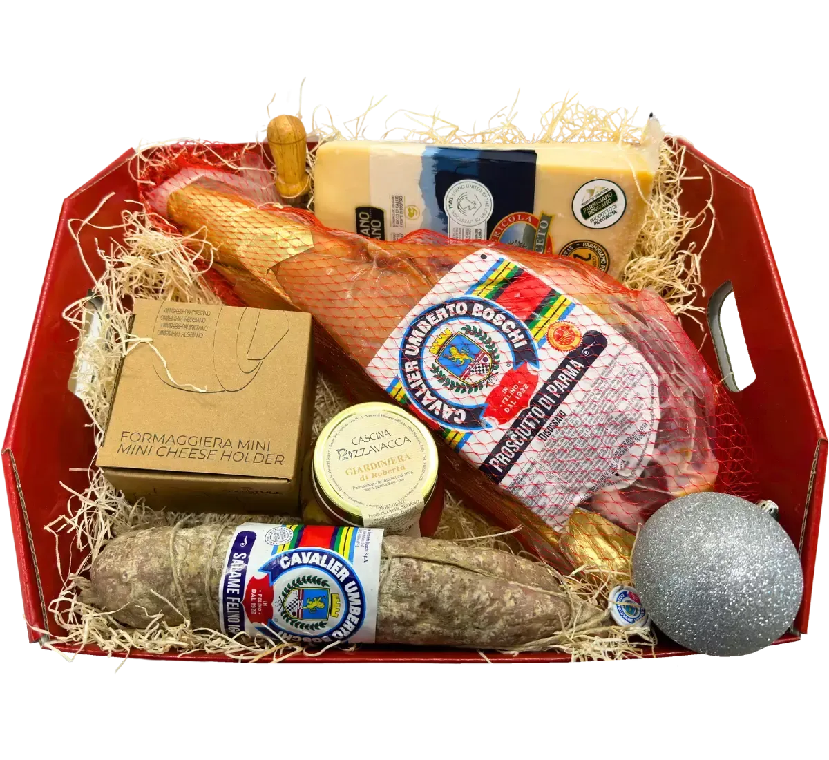Il cesto regalo Aida offre un'autentica esperienza culinaria italiana con una selezione di salumi, formaggi e prodotti gourmet.