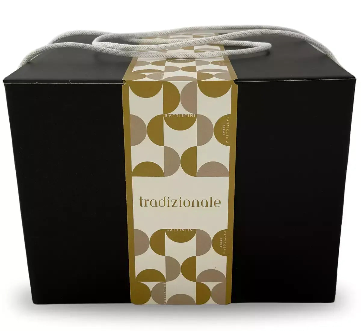 Una confezione di panettone tradizionale, vestita di eleganza con carta decorata, attende di essere il tuo regalo natalizio perfetto.