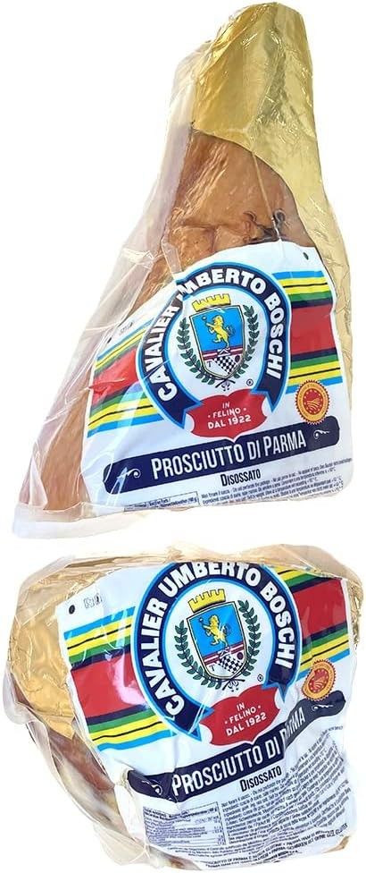 Geniet van een authentieke Italiaanse ervaring met een plakje Prosciutto di Parma DOP, 16 maanden gerijpt en gepresenteerd met een kleurrijk premium etiket.