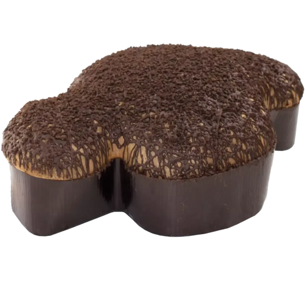 Immagina una Colomba pasquale, coperta di cioccolato fondente, arricchita da gocce di cioccolato bianco e un cuore cremoso di gianduia.