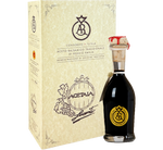 Una bottiglia di autentica eccellenza italiana: Aceto Balsamico Tradizionale di Reggio Emilia DOP Oro, invecchiato per 25 anni, che esprime pura eleganza.