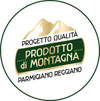 Bollino Prodotto di Montagna Parmigiano Reggiano.