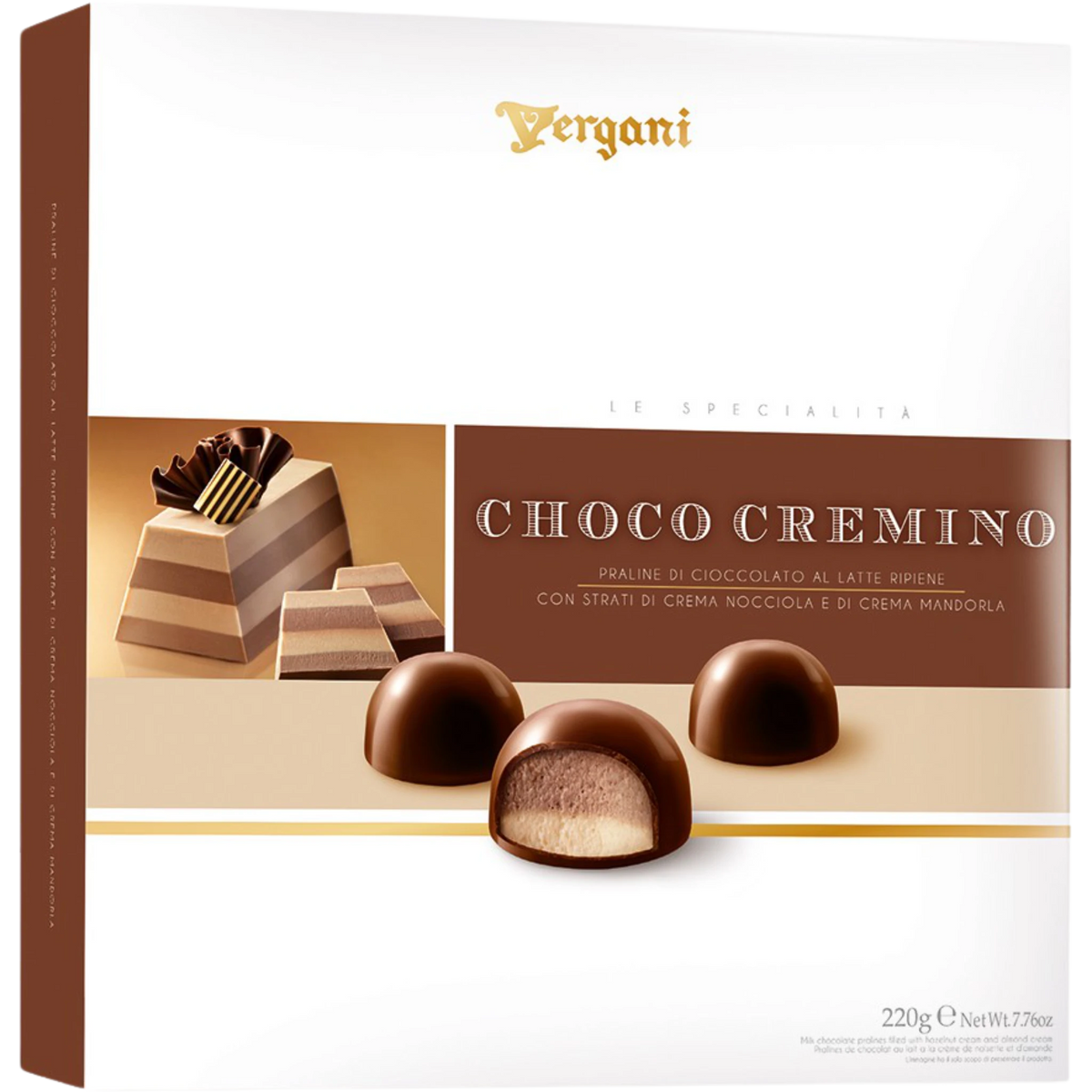 Mælkechokoladepraliner Fyldt med Hasselnødde- og Mandelcreme - "Choco Cremino" - I Æske