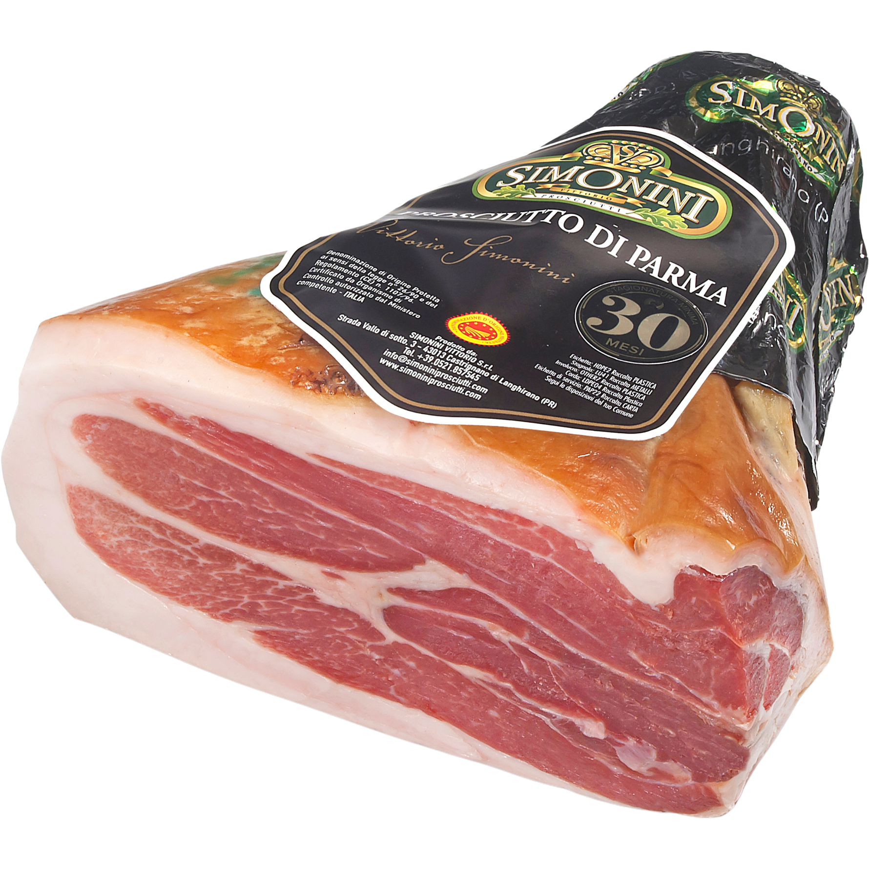Prosciutto di Parma 30 mesi Simonini Eccellente, trancio gambetto senza osso.