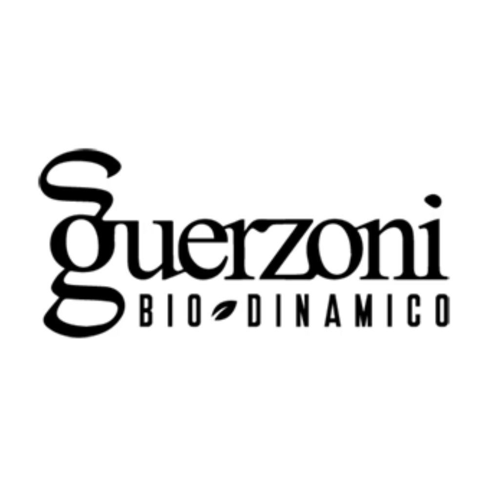 Logo di Guerzoni, design elegante e dinamico che rappresenta l'essenza dei prodotti biodinamici.