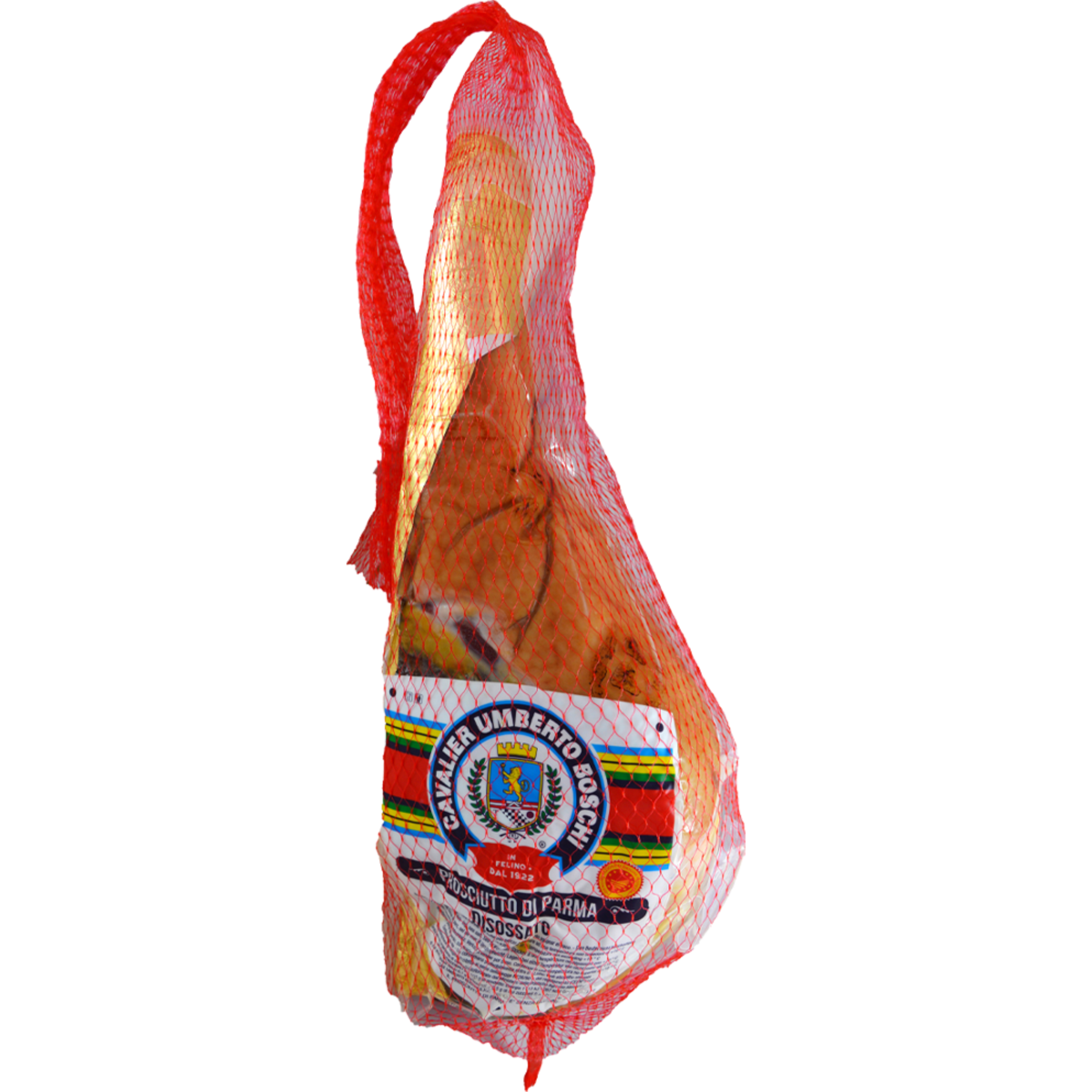 Autentico Prosciutto di Parma DOP, stagionato per 16 mesi, disossato e ricco di sapore italiano, maturato tra le colline emiliane.