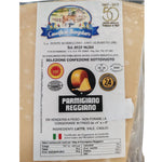 etichetta parmigiano reggiano di montagna 24 mesi borgotaro con informazioni nutrizionali e ingredienti
