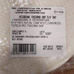 pecorino toscano intero stagionato fresco prodotto da societa cooperativa val d'orcia società agricola che indica gli ingredienti e la scadenza